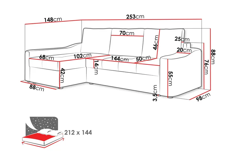 Chaman Sovesofa med Sjeselong 3-seter i Plysj - Beige - Møbler - Sofaer - Sovesofaer - Sovesofa divan
