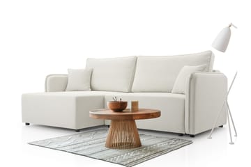 Chandru Sovesofa med Sjeselong 3-seter i Plysj - Beige - Møbler - Sofaer - Sovesofaer - Sovesofa divan