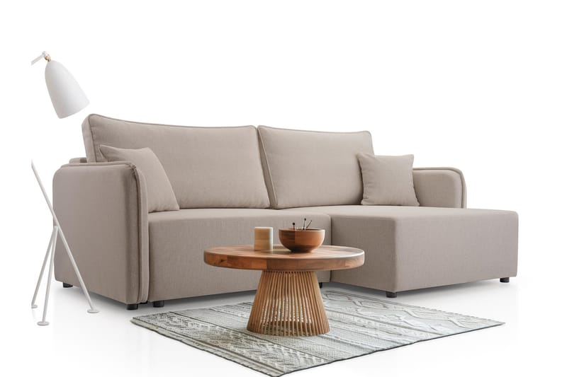 Chandru Sovesofa med Sjeselong 3-seter i Plysj - Grå - Møbler - Sofaer - Sovesofaer - Sovesofa divan