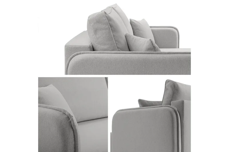 Chandru Sovesofa med Sjeselong 3-seter i Plysj - Beige - Møbler - Sofaer - Sovesofaer - Sovesofa divan