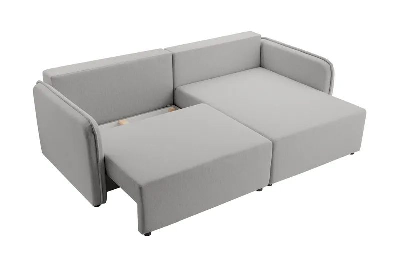 Chandru Sovesofa med Sjeselong 3-seter i Plysj - Beige - Møbler - Sofaer - Sovesofaer - Sovesofa divan