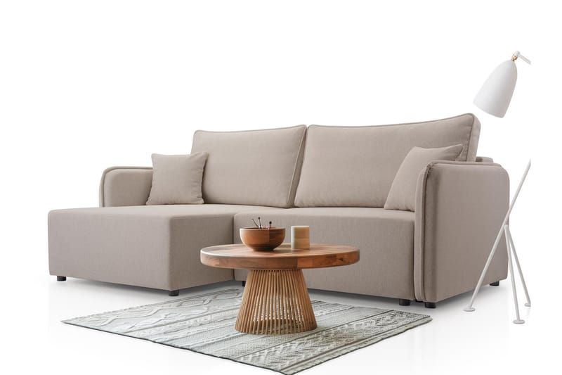 Chandru Sovesofa med Sjeselong 3-seter i Plysj - Grå - Møbler - Sofaer - Sovesofaer - Sovesofa divan