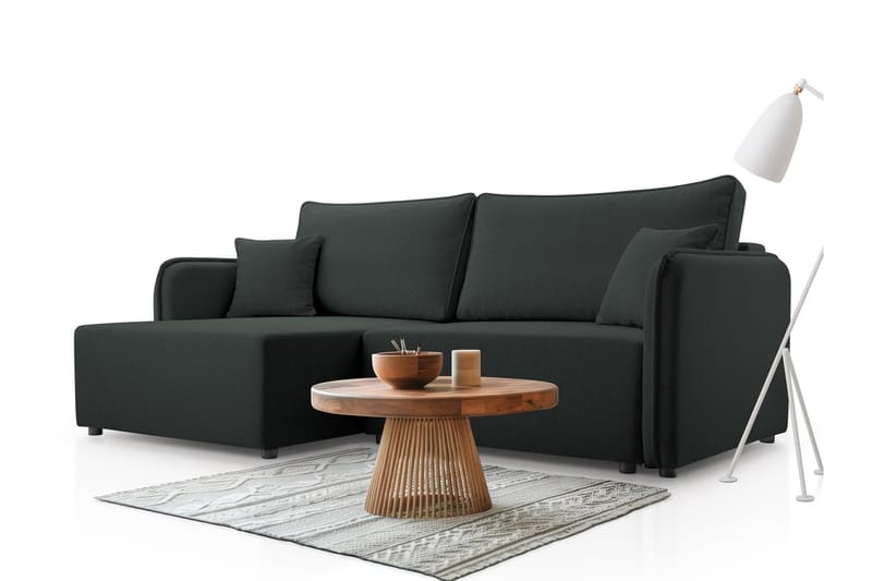 Chandru Sovesofa med Sjeselong 3-seter - Svart - Møbler - Sofaer - Sovesofaer - Sovesofa divan