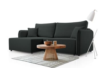 Chandru Sovesofa med Sjeselong 3-seter - Svart - Møbler - Sofaer - Sovesofaer - Sovesofa divan