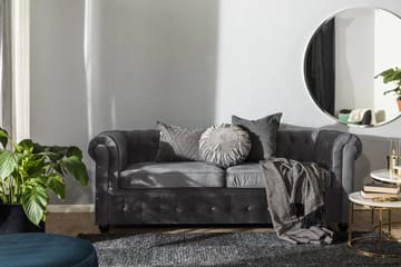 Chesterfield Deluxe 3-seter Fremoverbøyd sovesofa i fløyel - Mørkegrå Fløyel - Møbler - Sofaer - Sovesofaer - 3 seters sovesofa