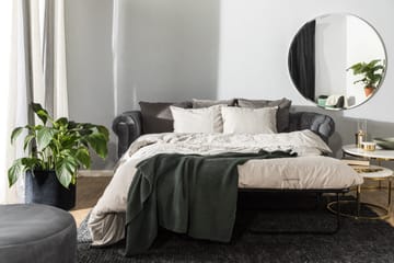 Chesterfield Deluxe 3-seter Fremoverbøyd sovesofa i fløyel - Mørkegrå Fløyel - Møbler - Sofaer - Sovesofaer - 3 seters sovesofa