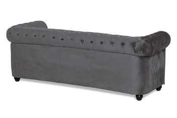 Chesterfield Deluxe 3-seter Fremoverbøyd sovesofa i fløyel - Mørkegrå Fløyel - Møbler - Sofaer - Sovesofaer - 3 seters sovesofa