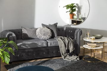 Chesterfield Deluxe 3-seter Fremoverbøyd sovesofa i fløyel - Mørkegrå Fløyel - Møbler - Sofaer - Sovesofaer - 3 seters sovesofa