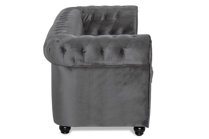 Chesterfield Deluxe 3-seter Fremoverbøyd sovesofa i fløyel - Mørkegrå Fløyel - Møbler - Sofaer - Sovesofaer - 3 seters sovesofa
