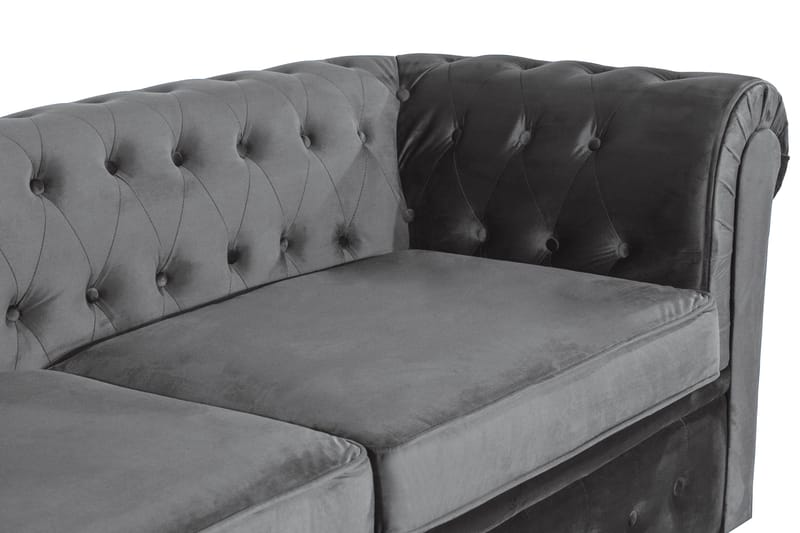 Chesterfield Deluxe 3-seter Fremoverbøyd sovesofa i fløyel - Mørkegrå Fløyel - Møbler - Sofaer - Sovesofaer - 3 seters sovesofa