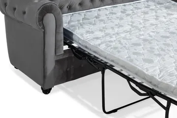 Chesterfield Deluxe 3-seter Fremoverbøyd sovesofa i fløyel - Mørkegrå Fløyel - Møbler - Sofaer - Sovesofaer - 3 seters sovesofa