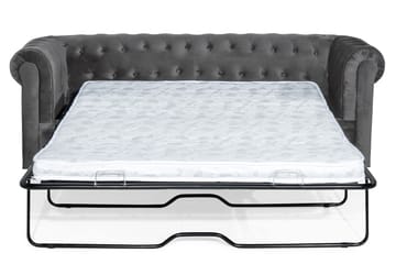 Chesterfield Deluxe 3-seter Fremoverbøyd sovesofa i fløyel - Mørkegrå Fløyel - Møbler - Sofaer - Sovesofaer - 3 seters sovesofa
