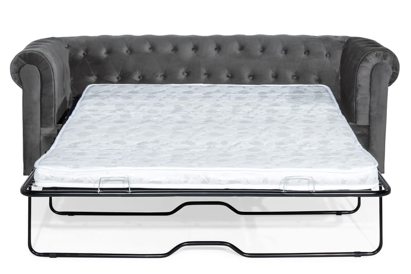 Chesterfield Deluxe 3-seter Fremoverbøyd sovesofa i fløyel - Mørkegrå Fløyel - Møbler - Sofaer - Sovesofaer - 3 seters sovesofa
