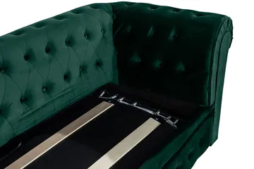 Chesterfield Lyx 3-seters framoverutslått sovesofa med HVILA overmadrass 140x200 cm memoryskum med vaskbart trekk - Grønn - Møbler - Sofaer - Sovesofaer - Forovervendt sovesofa
