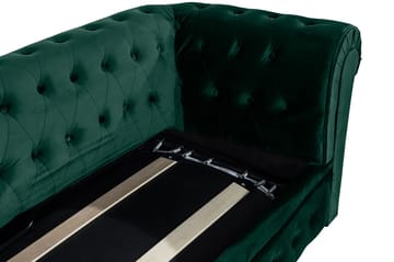 Chesterfield Lyx 3-seters framoverutslått sovesofa med HVILA overmadrass 140x200 cm polyesterskum med vaskbart trekk - Grønn/Hvit - Møbler - Sofaer - Sovesofaer - 3 seters sovesofa