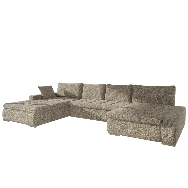 Cillo 5-seters U-formet sovesofa med dobbeltdivan - beige - Møbler - Sofaer - Sovesofaer - Hjørnesovesofa