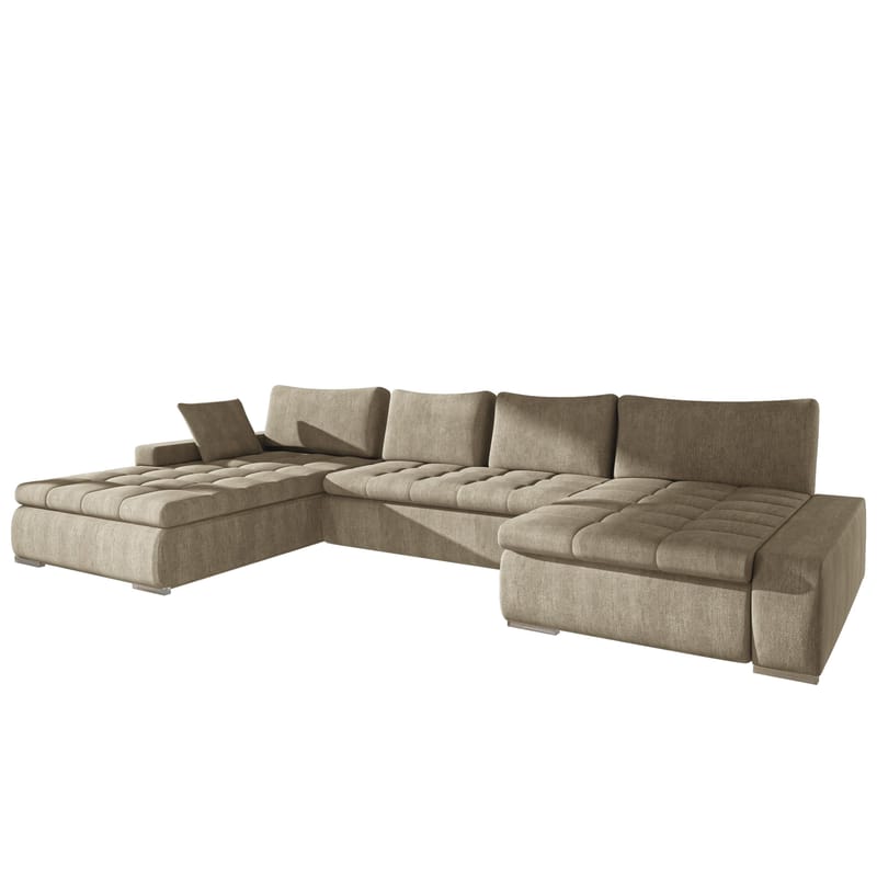 Cillo 5-seters U-formet sovesofa med dobbeltdivan - beige - Møbler - Sofaer - Sovesofaer - Hjørnesovesofa