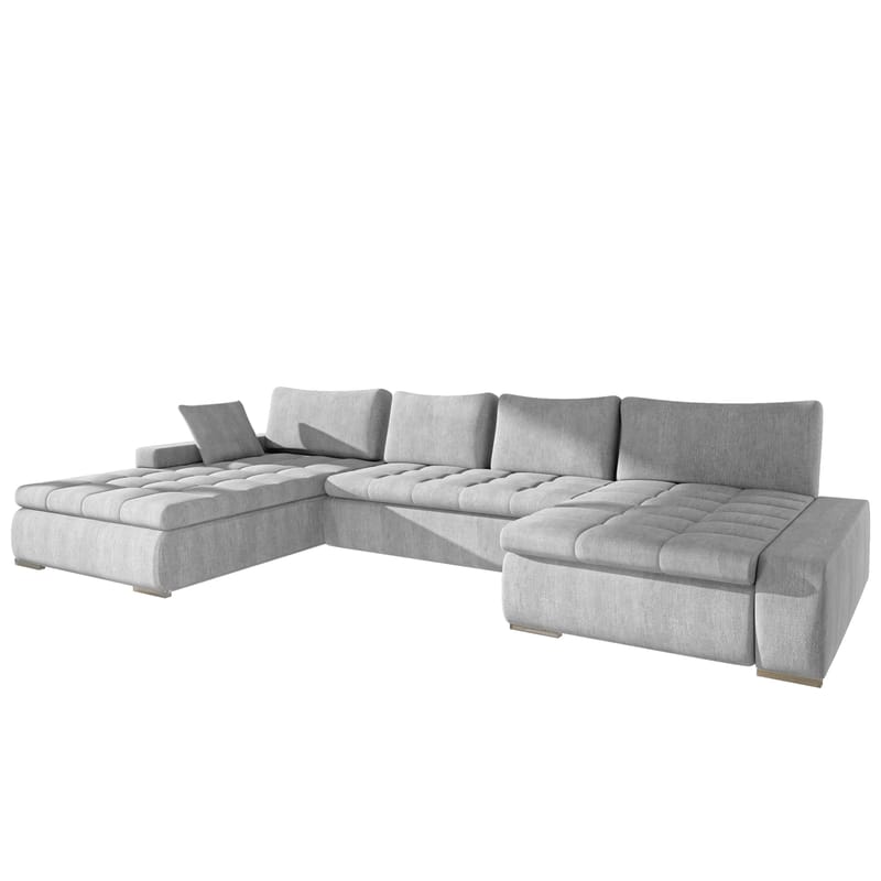 Cillo 5-seters U-formet sovesofa med dobbeltdivan - grå - Møbler - Sofaer - Sovesofaer - Hjørnesovesofa