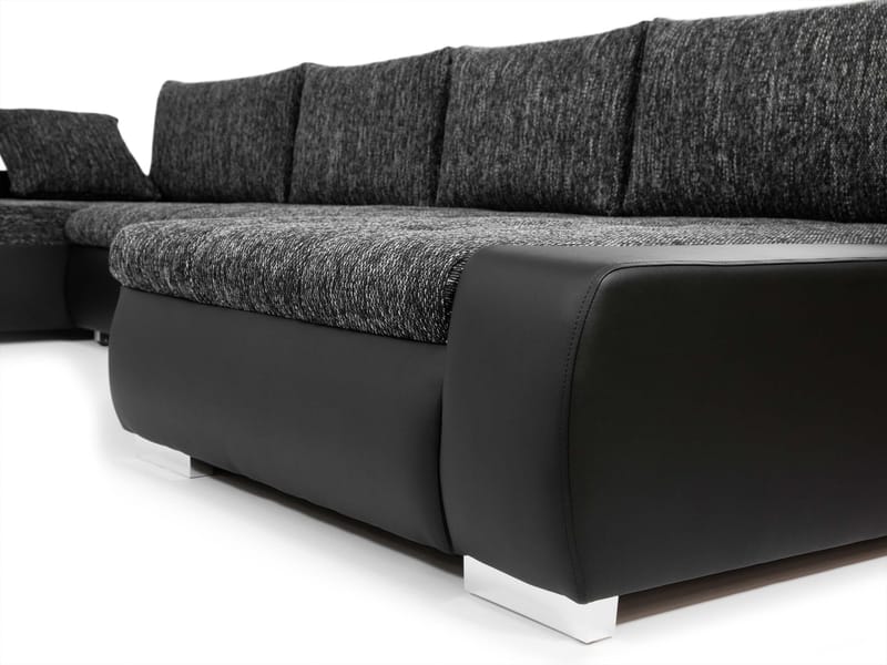 Cillo 5-seters U-formet sovesofa med dobbeltdivan - grå - Møbler - Sofaer - Sovesofaer - Hjørnesovesofa