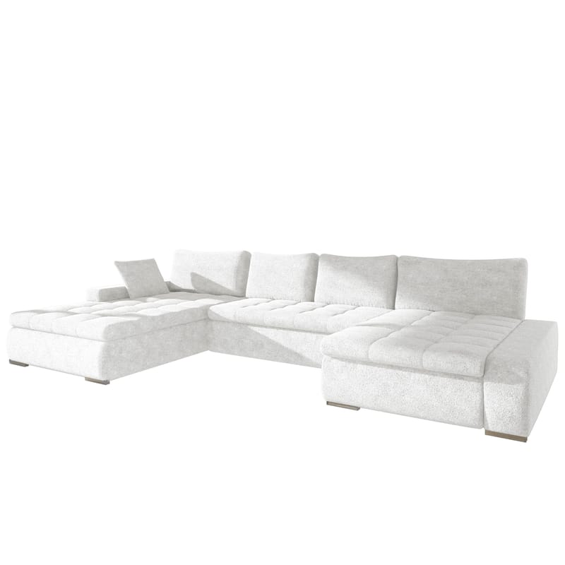 Cillo 5-seters U-formet sovesofa med dobbeltdivan, hvit