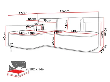 Cinrel Sovesofa med sjeselong 3-seter - Grå - Møbler - Sofaer - Sovesofaer - Sovesofa divan