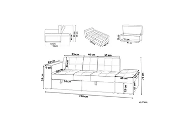Citlalic Sovesofa - Beige - Møbler - Sofaer - Sovesofaer - 3 seters sovesofa