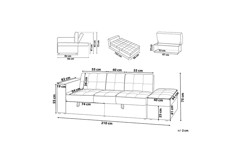 Citlalic Sovesofa - Beige - Møbler - Sofaer - Sovesofaer - 3 seters sovesofa