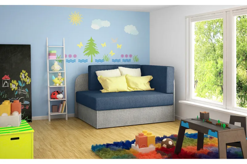 Crenviz 1-seter Kompakt Sovesofa 73x166 cm i Stoff, Blå|Grå