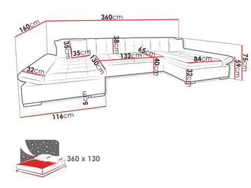 Dewitt Sovesofa med dobbel sjeselong 5-seter - Brun - Møbler - Sofaer - Sovesofaer - U sovesofa