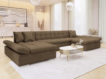 Dewitt Sovesofa med dobbel sjeselong 5-seter - Brun - Møbler - Sofaer - Sovesofaer - U sovesofa