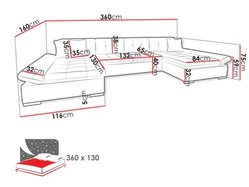 Dewitt Sovesofa med dobbel sjeselong 5-seter - Brun - Møbler - Sofaer - Sovesofaer - U sovesofa