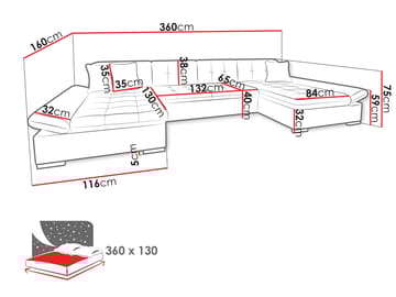 Dewitt Sovesofa med dobbel sjeselong 5-seter - Brun - Møbler - Sofaer - Sovesofaer - U sovesofa