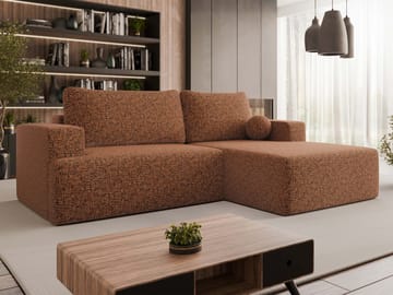 Deylor 3-seters sovesofa med divan - brun - Møbler - Sofaer - Sovesofaer - Hjørnesovesofa