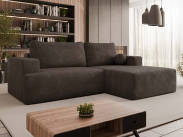 Deylor 3-seters sovesofa med divan - brun - Møbler - Sofaer - Sovesofaer - Hjørnesovesofa