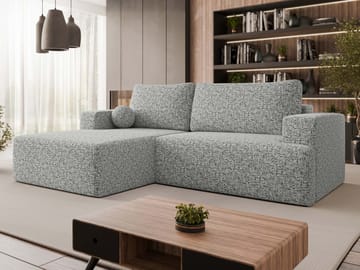 Deylor 3-seters sovesofa med divan - grå - Møbler - Sofaer - Sovesofaer - Hjørnesovesofa