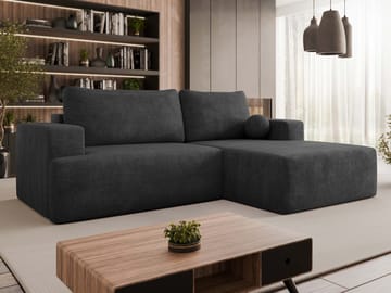 Deylor 3-seters sovesofa med divan - svart - Møbler - Sofaer - Sovesofaer - Hjørnesovesofa