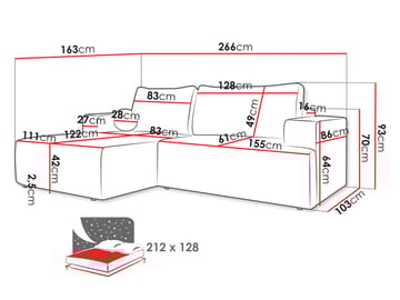 Deylor Sovesofa med sjeselong 3-seter - Beige - Møbler - Sofaer - Sovesofaer - Sovesofa divan