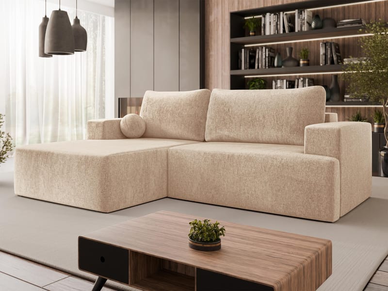 Deylor Sovesofa med sjeselong 3-seter - Beige - Møbler - Sofaer - Sovesofaer - Sovesofa divan