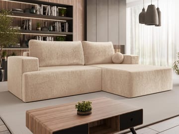 Deylor Sovesofa med sjeselong 3-seter - Beige - Møbler - Sofaer - Sovesofaer - Sovesofa divan