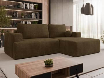 Deylor Sovesofa med sjeselong 3-seter - Brun - Møbler - Sofaer - Sovesofaer - Sovesofa divan
