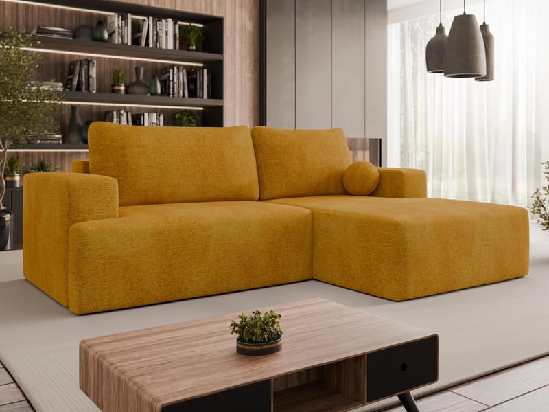 Deylor Sovesofa med sjeselong 3-seter - Gul - Møbler - Sofaer - Sovesofaer - Sovesofa divan