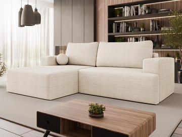 Deylor Sovesofa med sjeselong 3-seter - Hvit - Møbler - Sofaer - Sovesofaer - Sovesofa divan