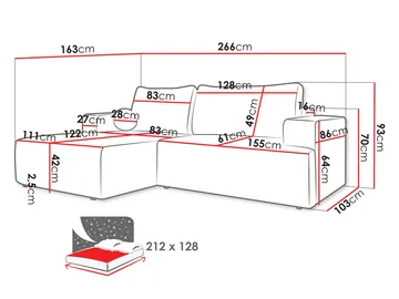 Deylor Sovesofa med sjeselong 3-seter - Hvit - Møbler - Sofaer - Sovesofaer - Sovesofa divan