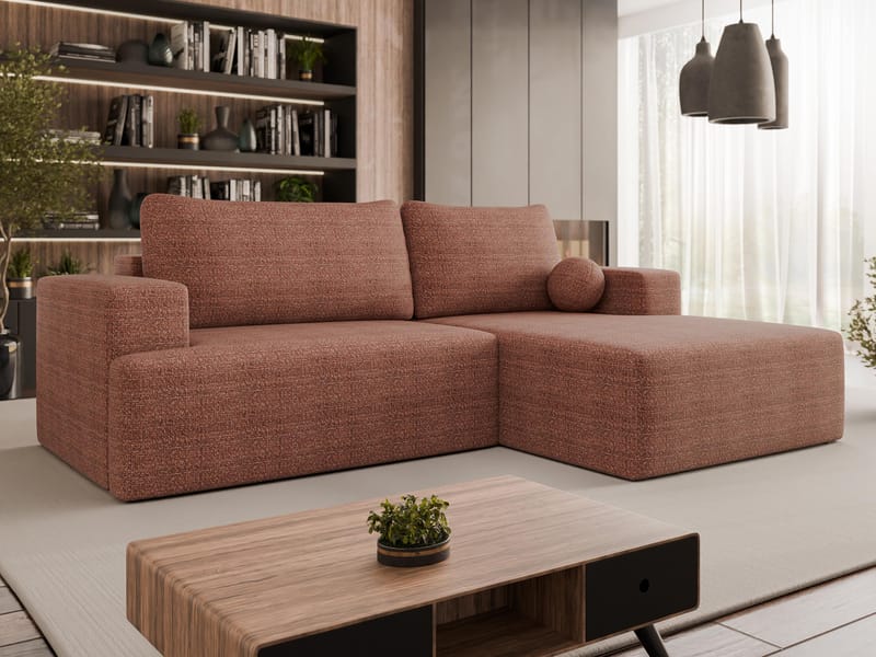 Deylor Sovesofa med sjeselong 3-seter - Rosa - Møbler - Sofaer - Sovesofaer - Langsgående sovesofa