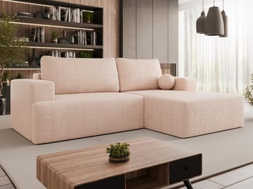 Deylor Sovesofa med sjeselong 3-seter - Rosa - Møbler - Sofaer - Sovesofaer - Sovesofa divan