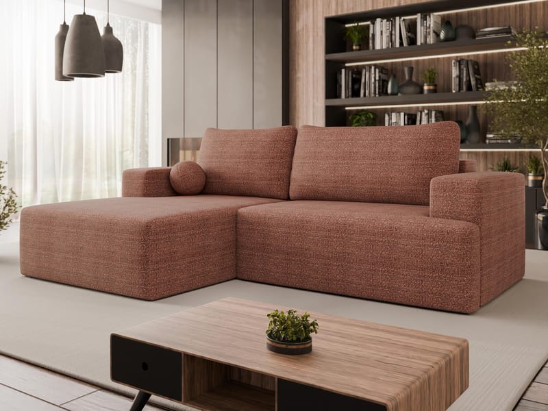 Deylor Sovesofa med sjeselong 3-seter - Rosa - Møbler - Sofaer - Sovesofaer - Sovesofa divan