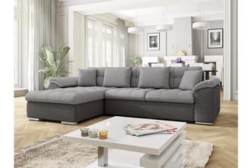 Diana 4-seters Venstrevendt L-formet Sovesofa 129x227 cm med Oppbevaring i Stoff - Grå - Møbler - Sofaer - Sovesofaer - Langsgående sovesofa
