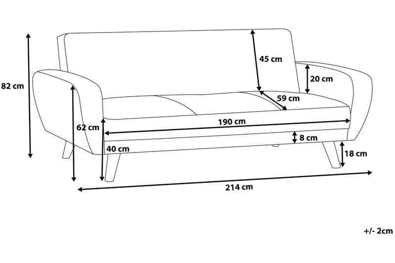Divansofa Florli 214 cm - Grå - Møbler - Sofaer - Sovesofaer - Langsgående sovesofa
