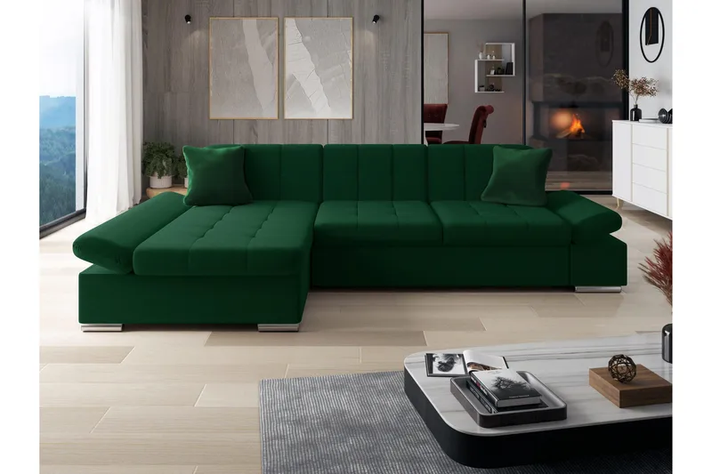 Djerra Sovesofa Med 3-Seters Divan, Grønn