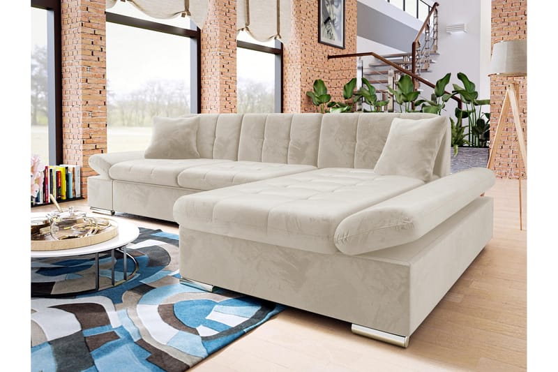 Djerra Sovesofa med Divan 3-seter - Beige - Møbler - Sofaer - Sovesofaer - Sovesofa divan